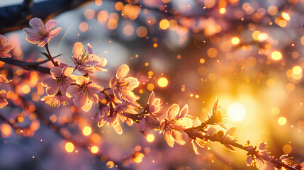Fototapeta premium Cherry Blossom Serenade, A Springtime Dream in Pink and White, Natures Delicate Performance