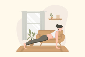 Fototapeta na wymiar Woman doing Yoga Flat Illustration Design
