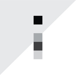 Letter I  from black squares and its derivative vector logo