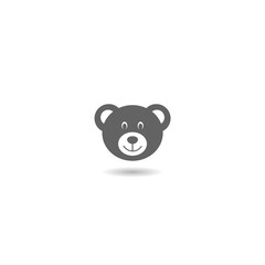 Simple head teddy bear icon with shadow