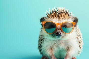 Trendy Hedgehog in Sunnies: Chic Hedgehog Style, AI Generative
