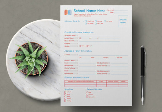 School Registration Form Template