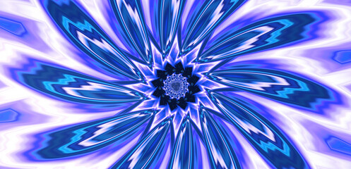 Blue fractal flower pattern. Abstract modern backdrop