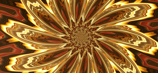Luxury gold fractal flower pattern. Abstract modern backdrop