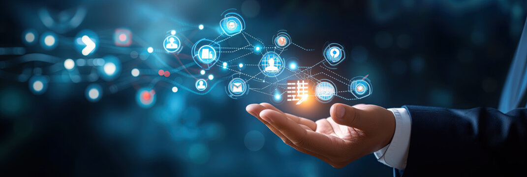 web banner for global connection in business , information and trade
