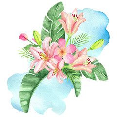 Tropical Watercolor Flowers