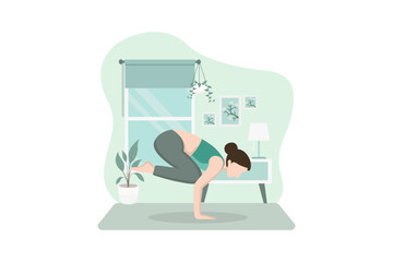 Woman doing Yoga Flat Illustration Design