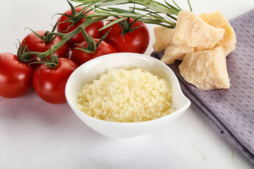 Shredded Italian hard parmesan cheese