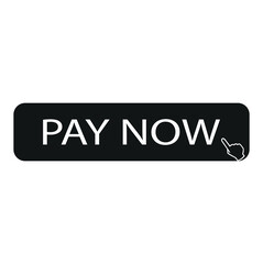 Pay now icon in flat style and hand cursor