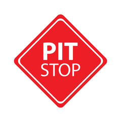yellow diamond road sign with a black border and an image pit stop, sticker on white background. Vector Illustration