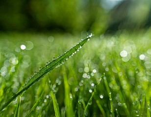 Naklejka premium dew drops on grass