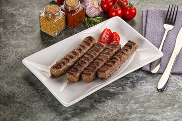Grilled beef kebab minced meat