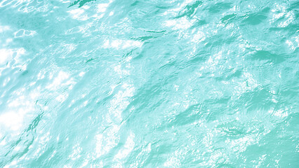 Abstract summer banner background blue clear water waves surface in sunlight with copy space for...