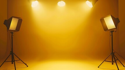 Yellow studio background with Spotlights