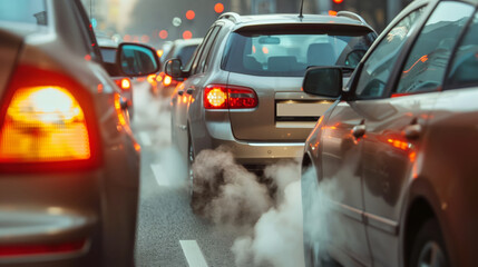 traffic in the city. Cars release pollution into the air. 