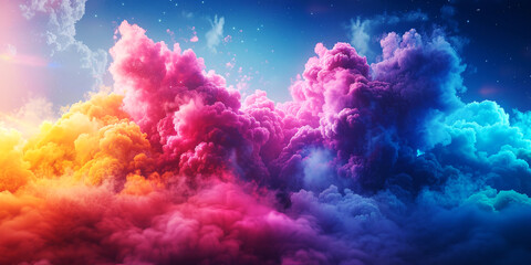Fototapeta na wymiar Nebula of Dreams. A surreal blend of clouds and colours evoking a dreamlike cosmic nebula.