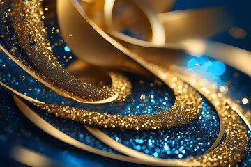 Golden and blue glitter background
