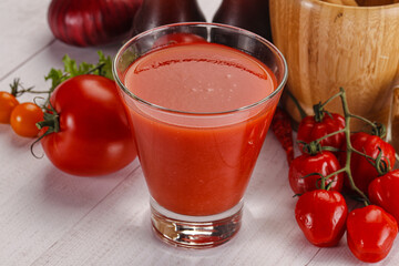 Fresh Tomato juice in the glass