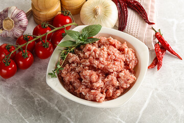 Raw minced pork uncooked meat