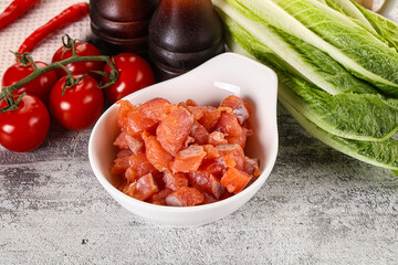 Salted salmon cubes for cooking