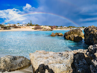 Arcobaleno sulla Spiaggia di Marina di Pulsano, Taranto, Salento, Puglia, Italia