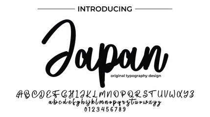 Japan Font Stylish brush painted an uppercase vector letters, alphabet, typeface