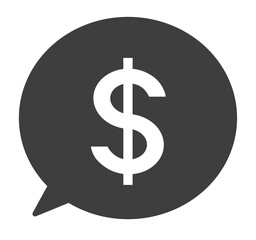 シンプルな黒色のドルマークと吹き出し