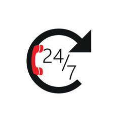 24/7 icon on white background vector 