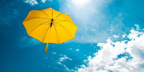 Yellow Umbrella Ascends Into Sky