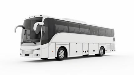A big tour bus on white background as a mockup