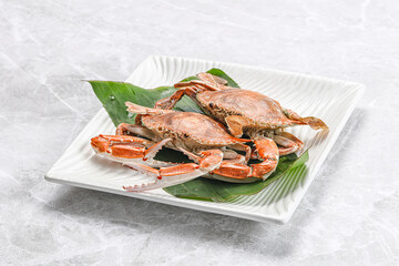 Yummy boiled crab in the plate