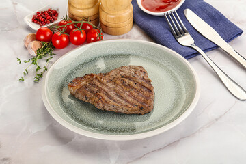 Grilled marble beef steak with sauce