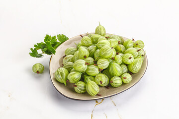 Sweet ripe gooseberries in the bowl