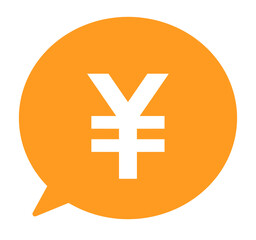 シンプルなオレンジ色の円マークと吹き出し