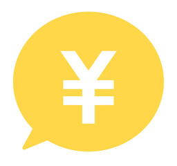 シンプルな黄色の円マークと吹き出し