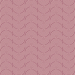 Pink wallpaper with semicircles vector illustration. Seamless pattern with arch on isolated background. Hand drawn sign concept.
