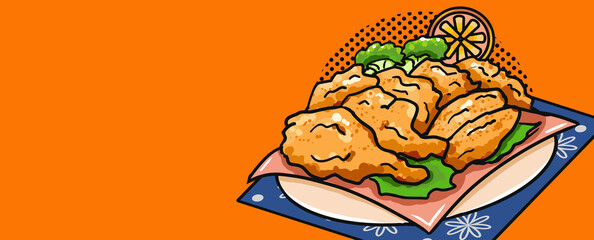 Original hand drawn cartoon delicious fried chicken illustration poster material
