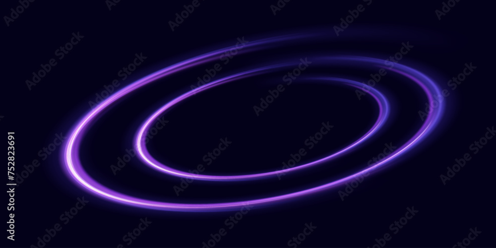 Poster abstract light lines of movement and speed with purple flare sparkles. shine swirl magic line trail.