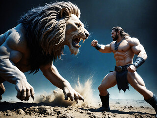 Hercules fights the lion