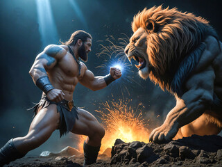 Hercules fights the lion - 752823835