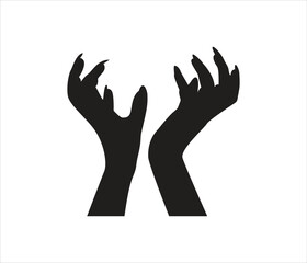 Vector creepy zombie hands silhouette lambs stick out of graveyard ground 