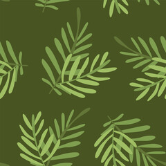 Floral Pattern with Hand Drawn Leaves. Botanical Texture Design for Print, Wall Arts, and Wallpaper. Vector illustration.