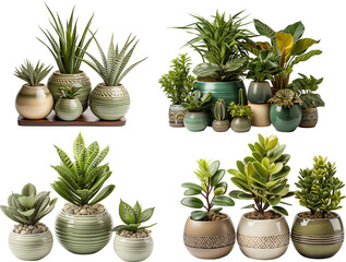 set of home plants on a transparent background.  Green plant isolated on white background. PNG file with transparent background also available.