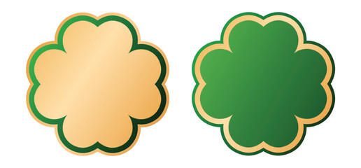 2D golden green clover symbol sign label element illustration for logo emblem decoration design 