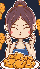 Original hand drawn cartoon delicious fried chicken illustration poster material
