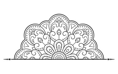 Circular pattern in form of mandala with flower for Henna, Mehndi, tattoo, decoration. Decorative ornament in ethnic oriental style. Outline doodle hand draw vector illustration.