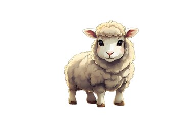 Isolated sheep in a cute cartoon on white background