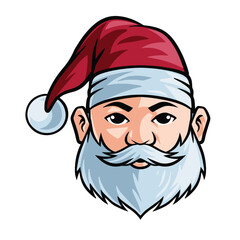 Santa claus with red hat illustration for christmas ornaments drawn in vintage art style suits for logo icon
