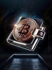 Bitcoin symbol and a wallet