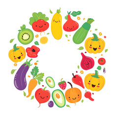 Delicious and healthy vegetables and fruits illustrator cartoon